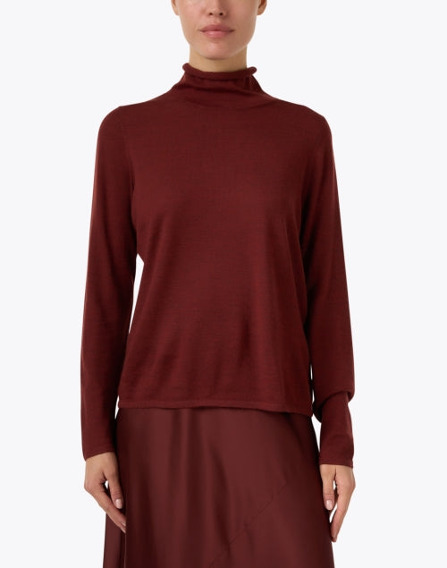Soft Redwood Brown 100% Merino Wool Turtleneck Sweater