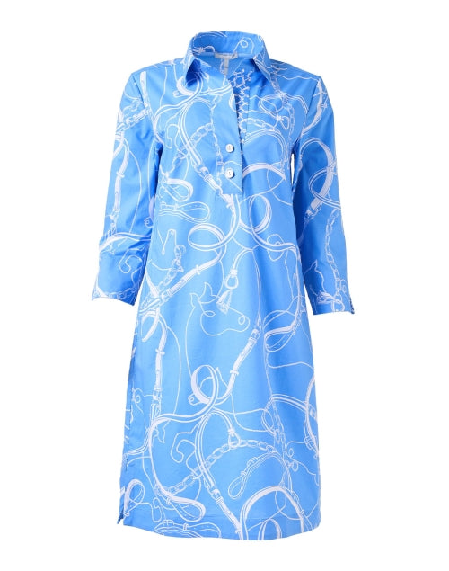 Stylish Charlotte Blue Equestrian Pattern Mini Dress for Any Occasion