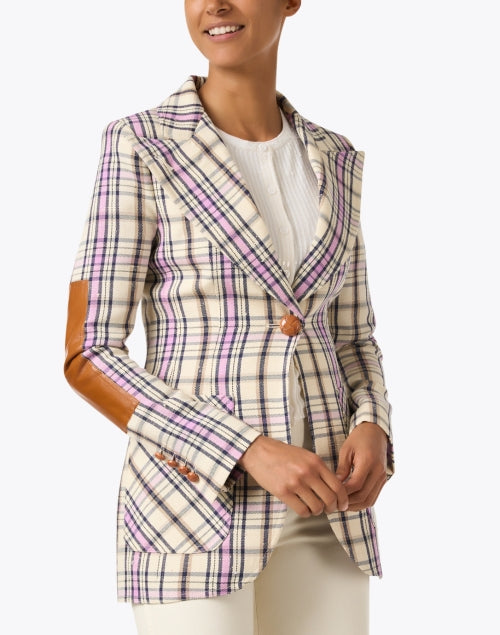 Beige Multi - Patterned Plaid Men's/Women's Blazer for the New Season