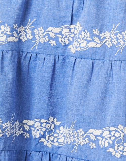 Stylish Isabel Blue Chambray Embroidered Summer Dress