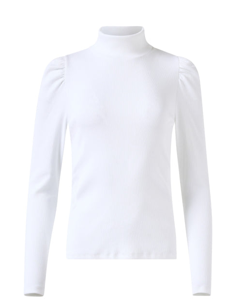 Soft Pima Cotton White Slim-Fit Cedar Turtleneck Top for Cooler Months