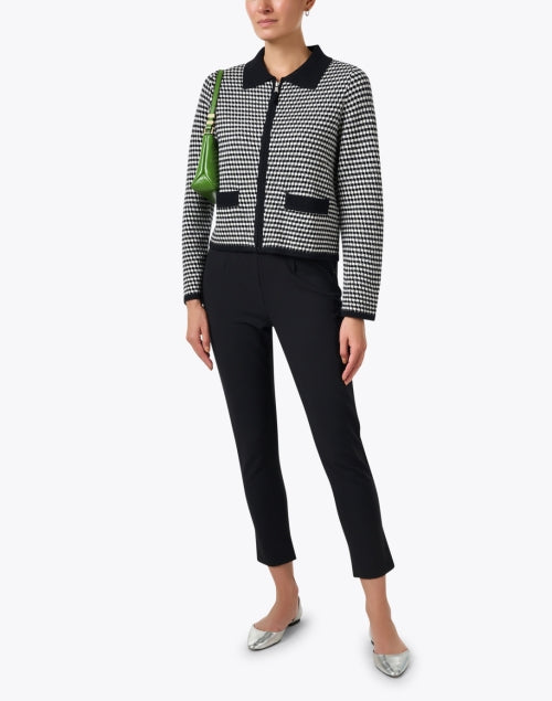 Stylish Black and White Gingham Wool - Cashmere Knit Jacket for All - Season Wear