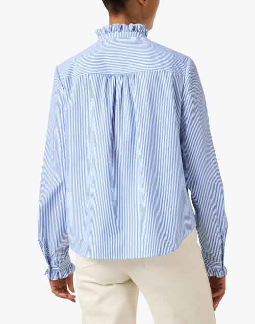 Stylish Emile Blue Striped Cotton Poplin Men's Dress Shirt