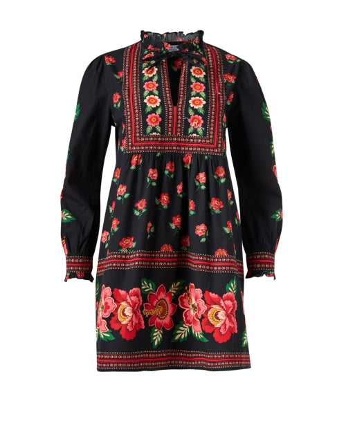 Nell Women's Black and Crimson Floral Mini Dress