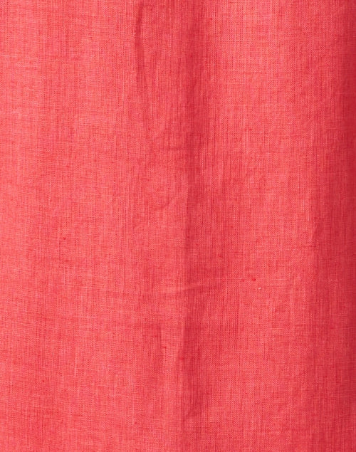 Stunning Hand - Embroidered Coral Linen Ceci Open - Front Jacket