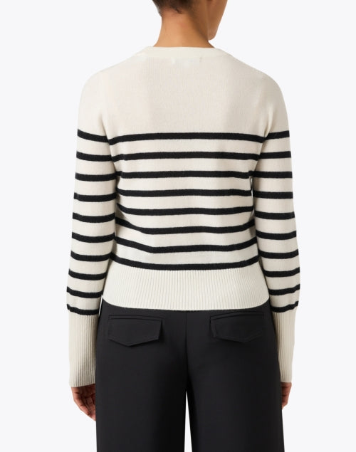 Veronica Beard Caleb All - Season Luxury 100% Cashmere Sweater with Classic Black and White Stripes