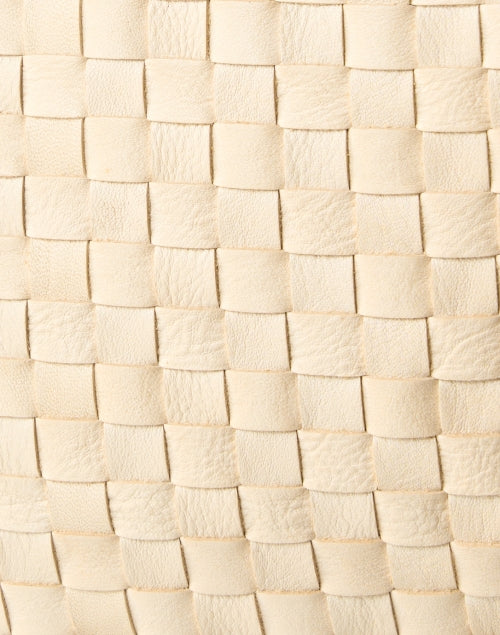 Medium-Sized Cream-Colored Woven Leather Messenger Handbag