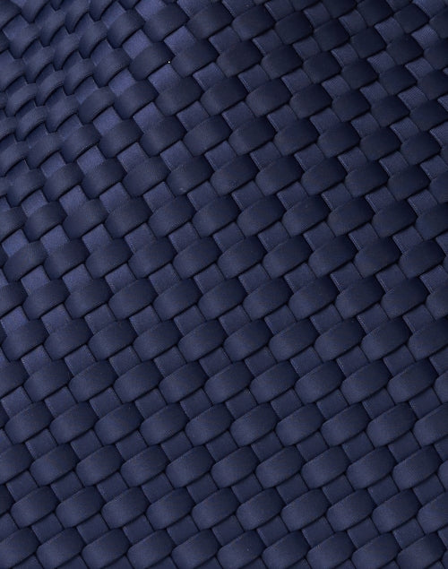 St. Barths Medium-sized Navy Blue Woven Neoprene Handbag - Ideal Tote with Matching Pouch