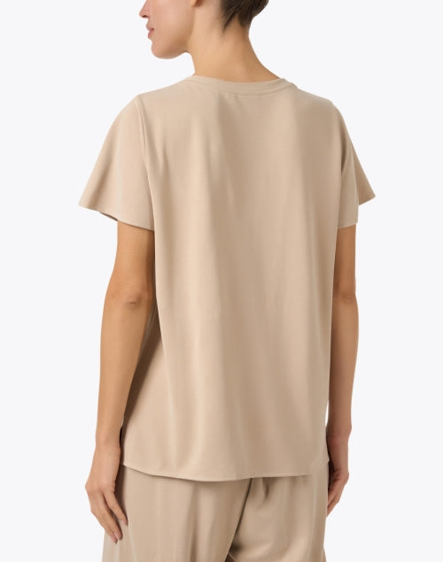 Tan-colored Pleated Knitted Women's Top for Weekend Wear