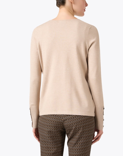 Stylish Tan Knit Top with Button - Detailed Cuffs