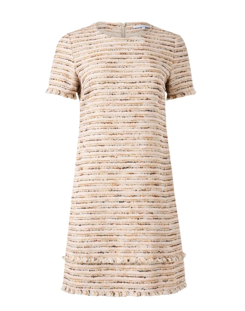 Melania Women's Beige Tweed Classic Shift Dress for Various Occasions
