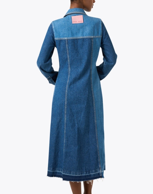 Stylish Two - Tone Cotton Denim Shirt - Style A - Line Dress