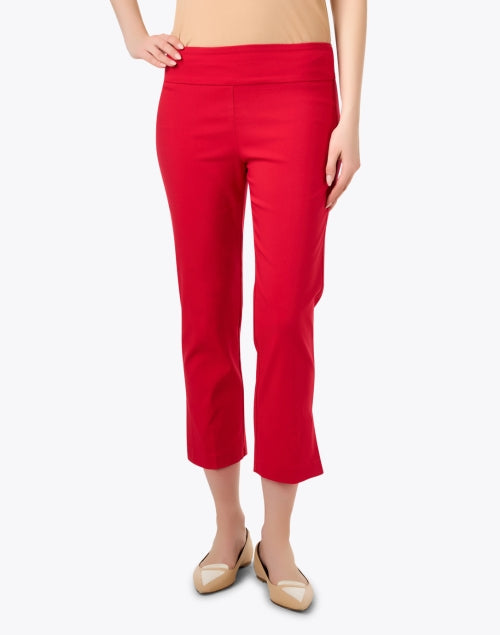 Stylish Red Stretchable Cropped Pull - on Pants for Women