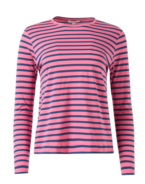 Stylish Pink and Navy Striped Long Sleeve Top