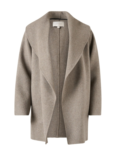 Stylish Finley Taupe Wool Shawl-Style Outerwear Coat