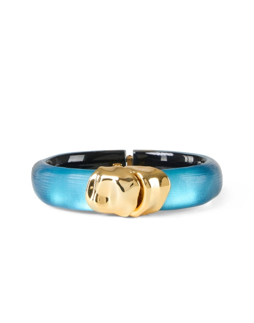 Stylish Blue Lucite Material Hinge Bracelet for Fashion Stacking