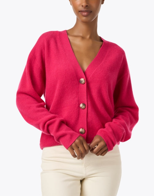 Stylish Women's Hot Pink Cashmere Knit Cardigan for the New Season