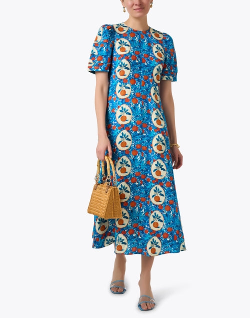Stylish Casey Women's Multi Orange Print Summer Dress