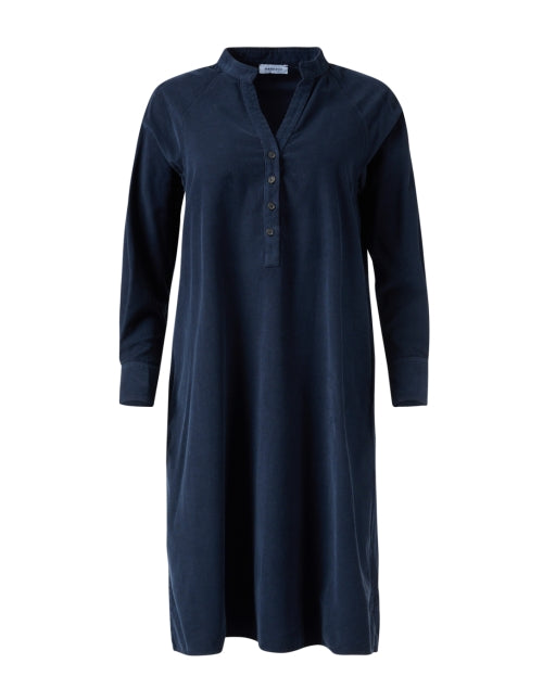 Navy Cotton Corduroy Relaxed Shift Dress for Timeless Style