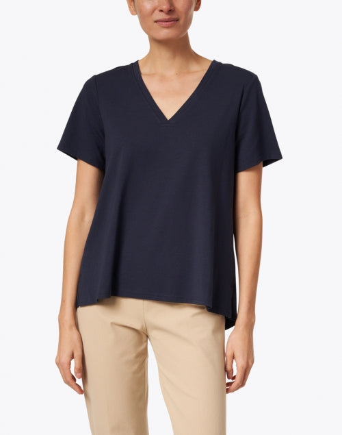 Navy-Colored Christy Cotton Modal Blend Everyday T-Shirt
