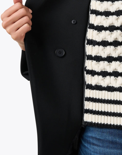 Veronica Beard Uptown Essential Wool Dickey with Ivory and Black Stripes for a Fashionable Mock - Neck Look