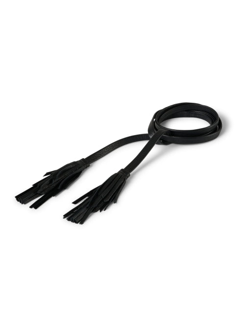 Stylish Gatsby Black Leather Skinny Wrap Belt for Bohemian Fashion
