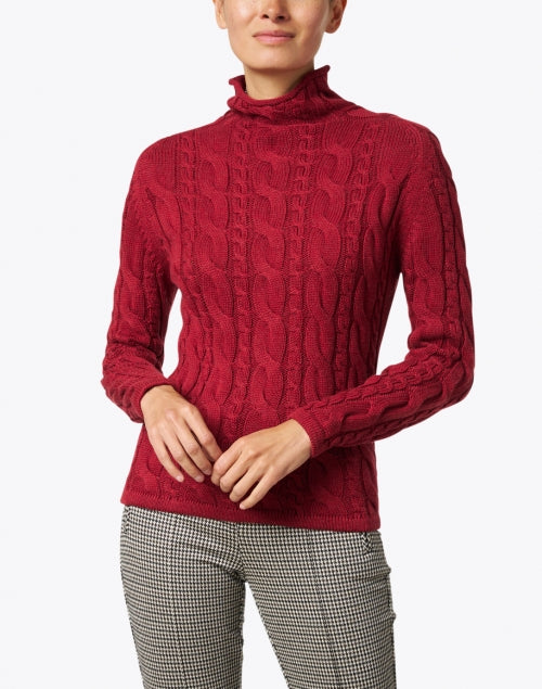 Russet Red Cotton Cable-Knit Men's Sweater for Casual Wear
