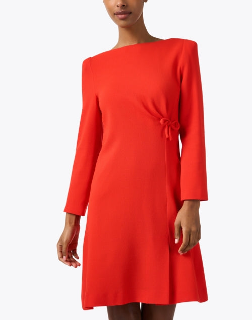 Stylish Vale Red Wool Crepe Women's Dress for Elegant Occasions