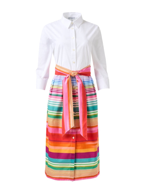 Hinson Wu's Stylish Robin Multi - Striped Women's Midi Shirt Dress