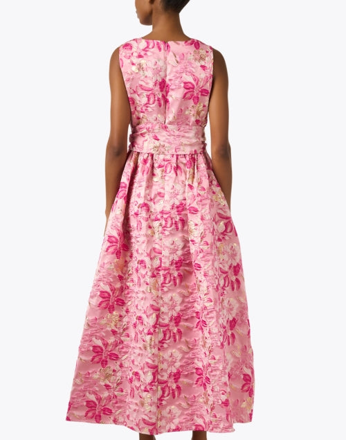 Shoshanna's Exquisite Serra Pink Floral Jacquard Maxi Dress for Special Occasions