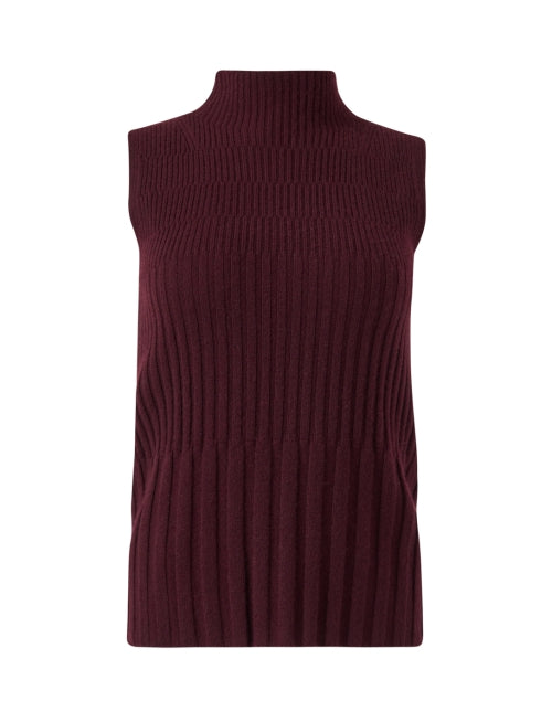 Elegant Burgundy Cashmere Sleeveless Knit Clove Top for Women