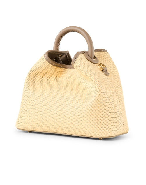 Stylish Elleme Baozi Tan Raffia and Leather Fashion Handbag for Women