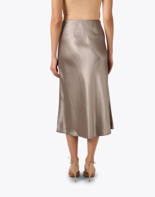 Alessio Stylish Brown Turtledove Midi Satin Skirt