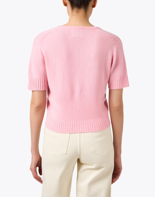 Gorgeous Pink Cashmere Short Sleeve Sweater - A Timeless Knitwear Piece