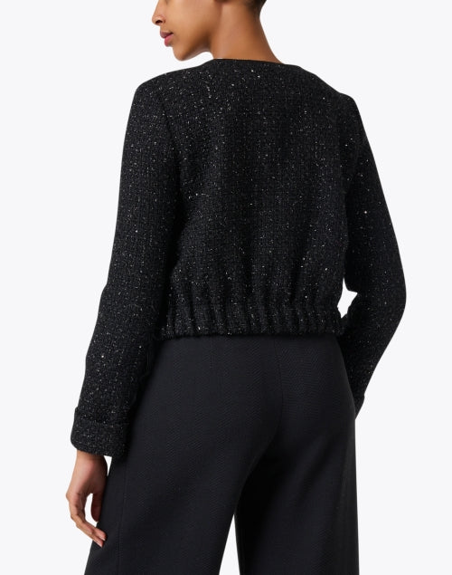 Stylish Black Lurex Cropped Jacket by Emporio Armani