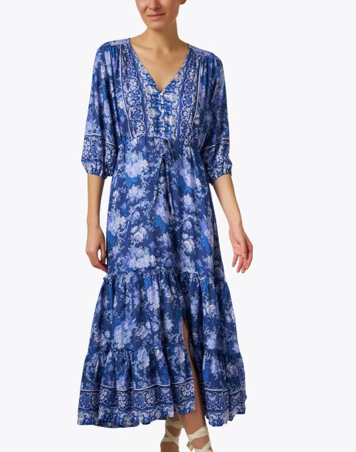 Carrie Women's Blue Printed Mid-Length Fashion Dress by Walker & Wade