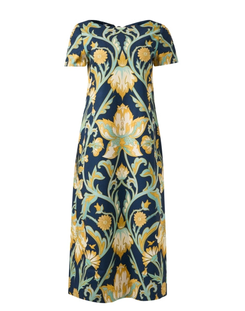 Stylish Adria Reversible Navy Print Midi Dress