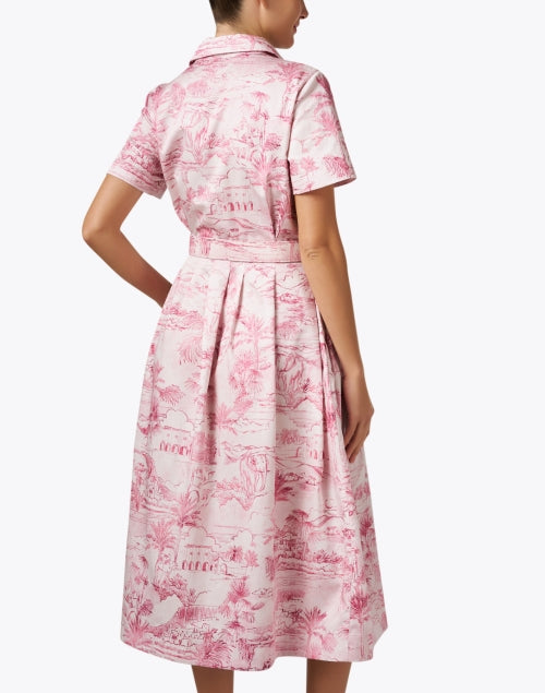 Stylish Cairo Pink Printed 100% Cotton Short-Sleeve Shirt Dress