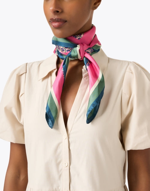 Lewis Silk Scarf in Pink with Multi - Print Design