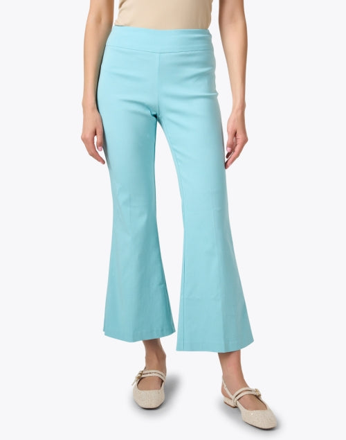 Stretchable Pull-On Flared Turquoise Crop Pants for All-Day Comfort