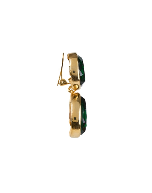 Gorgeous 22k Gold-Plated Emerald Green Crystal Drop Earrings by Kenneth Jay Lane