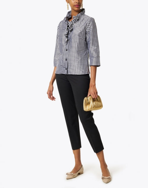 Stylish Celine Silk Shirt in Black and White Check Pattern