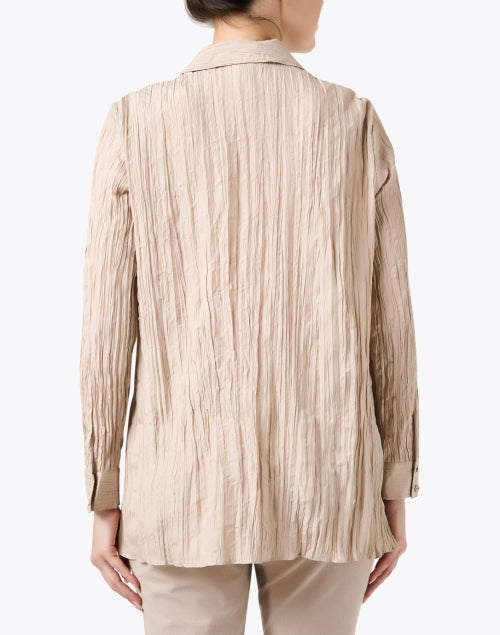 Elegant Beige Women's Silk Blouse Top