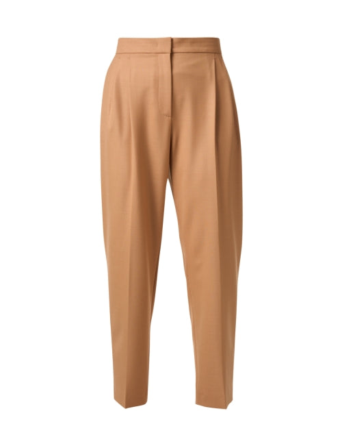 Stylish Brown Pleated Trousers Made of Lightweight Wool Blend