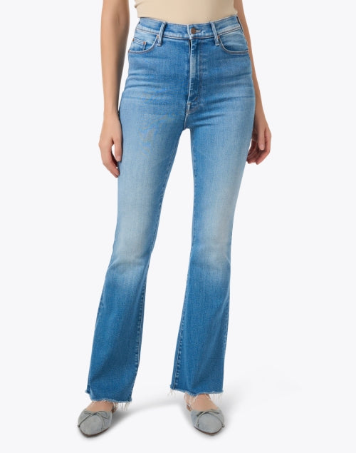Mother's Light Blue Weekend Flare Stretch Denim Jeans - A Must - Have for Everyday Style