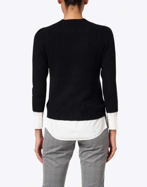 Eton Men's or Women's Black Wool and Cashmere Blend Knitted Sweater with a White Cotton - Poplin Underlayer