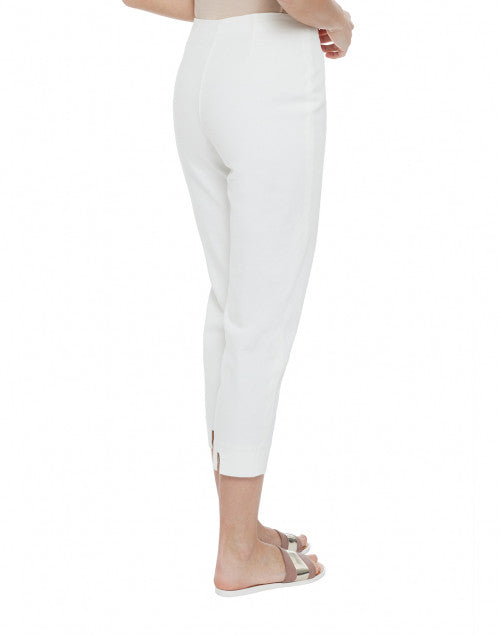 Audrey Women's White Stretchable Cotton Capri Pants for Classic Style