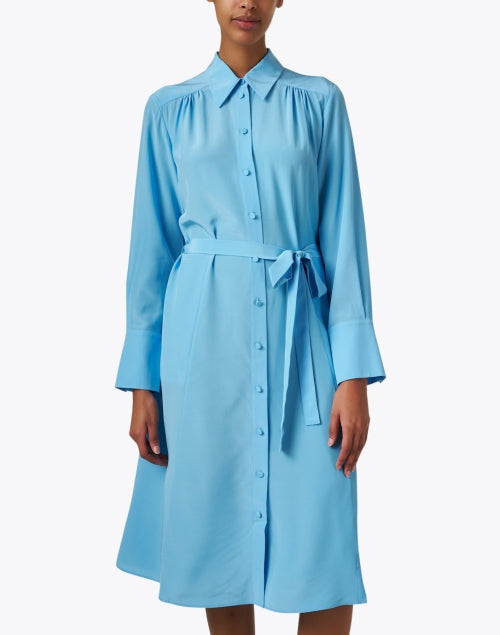 Diane Women's Blue Luxury Silk Shirt-style Dress