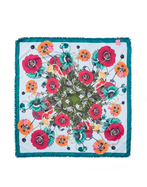 Franco Ferrari Reversible Silk Scarf in Playful Pink and Blue Floral Design