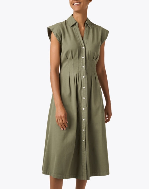 Army Green Cotton Ruben Shirt Dress for a Feminine Look